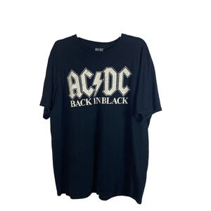ACDC Black in Black T-Shirt Sz 2X Raised Logo Retro/Vintage Look Tee 100% Cotton